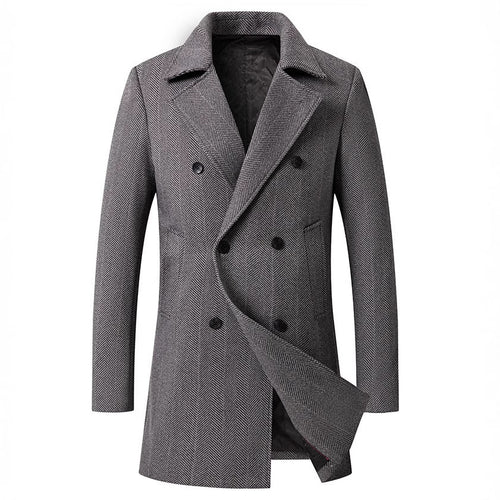 Herren eleganter Doppelreiher-Mantel im minimalistischen Design Echoarchiv