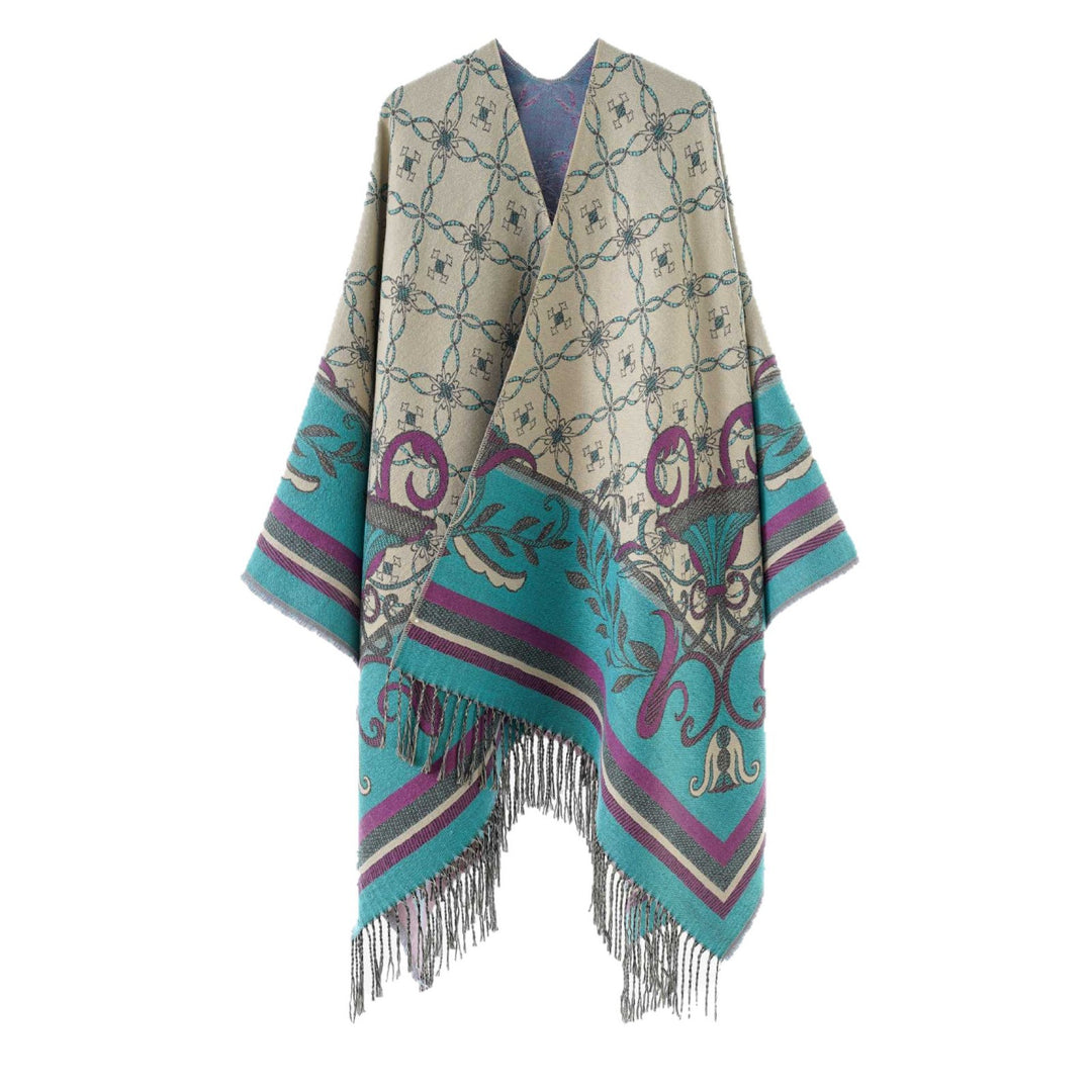 Damen Jacquard‑Überwurf im Wandteppich‑Jacquard mit Fransensaum – Avérine