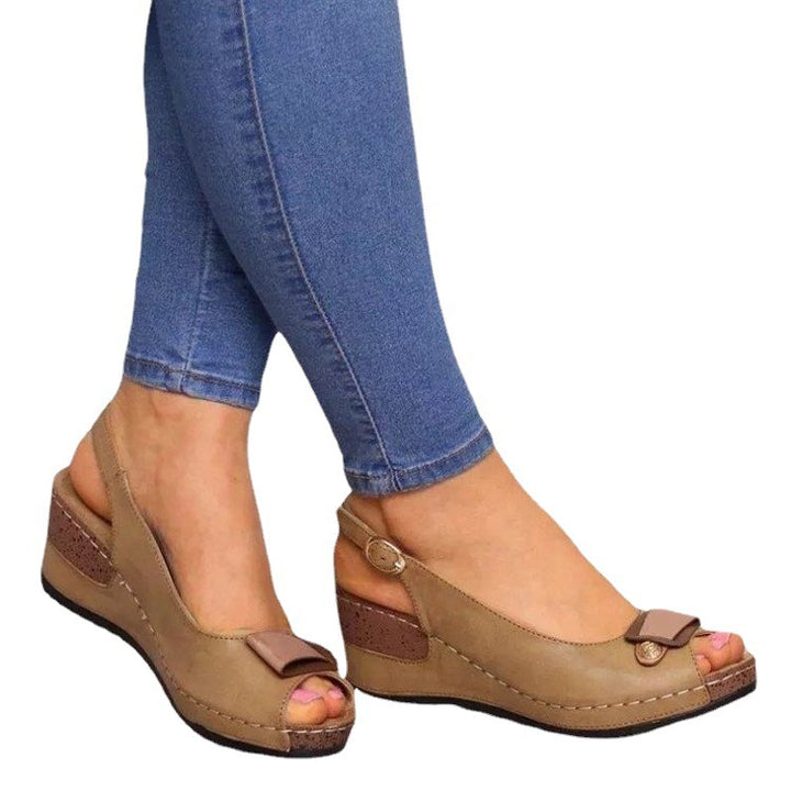 Damen Keil‑Slingback‑Sandalen mit gepolstertem Komfortfußbett und Zierschleife – Sorelia
