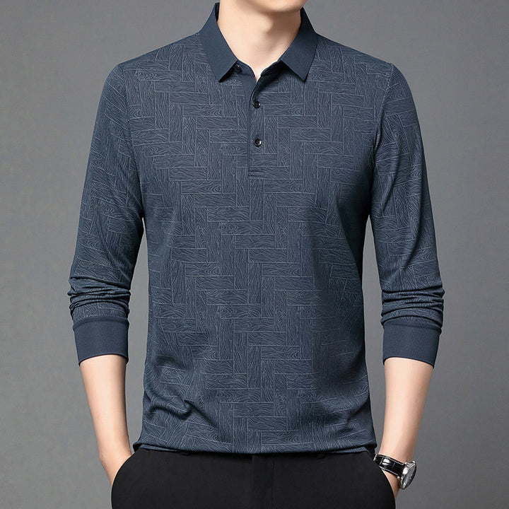 Herren modisches Polohemd mit raffiniertem Strukturdesign und eleganter Knopfleiste Echoarchiv