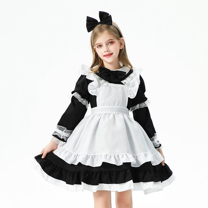 Mädchen verspieltes Dienstmädchenkleid mit Rüschendetails Echo Archiv