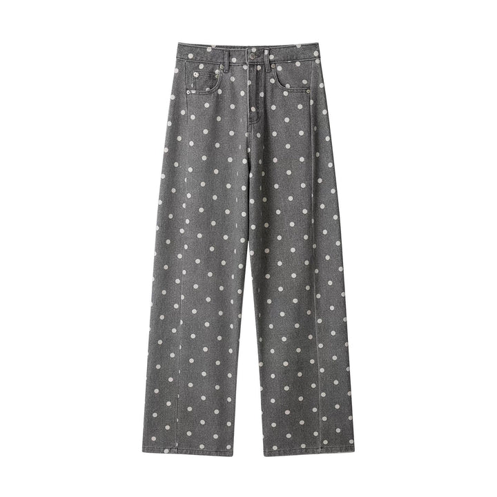 Damen Weite Highwaist Denimhose mit Polka‑Dot Print und Five‑Pocket-Design Echo Archiv
