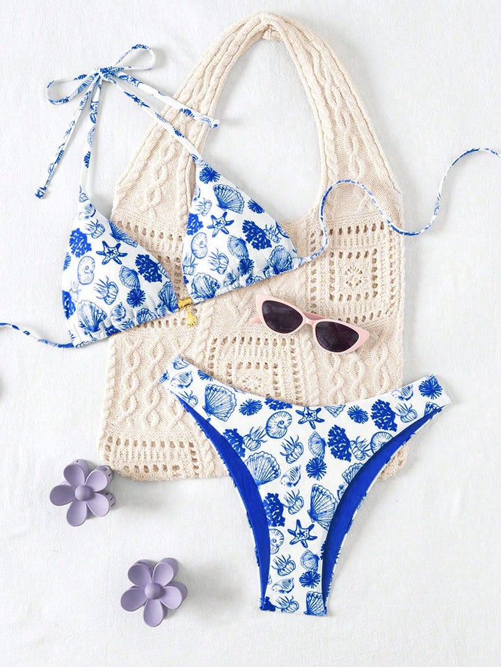 Damen Polka-Dots Triangel-Bikini mit verstellbaren Trägern Echo Archiv