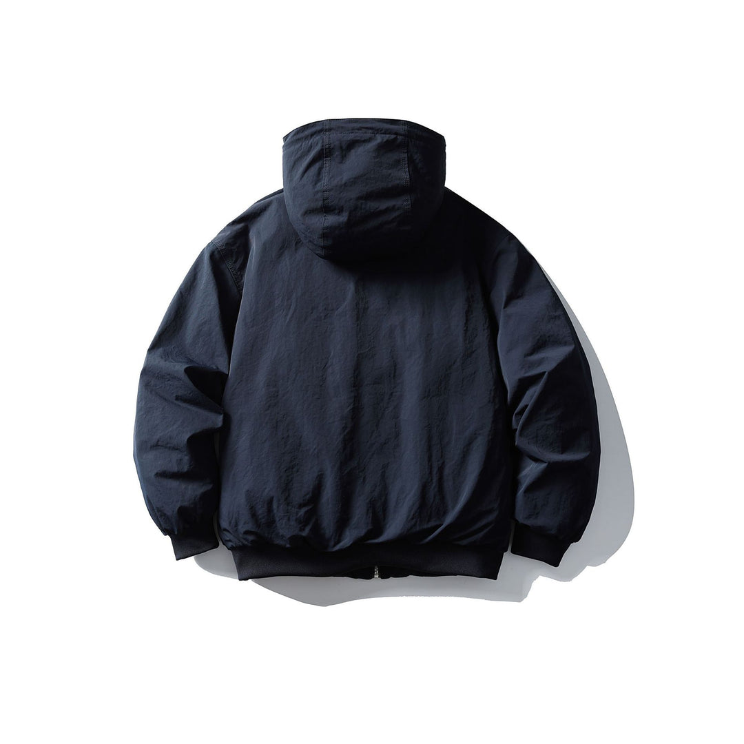Unisex Boxy wattierte Kapuzenjacke mit Kängurutasche und Rippbündchen Echoarchiv