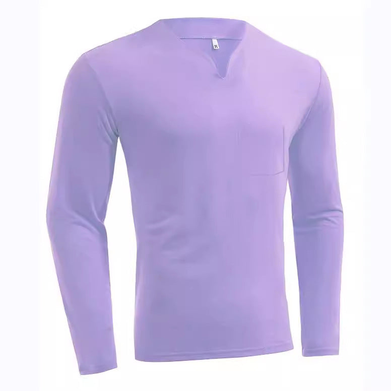 Herren nan Langarmshirt mit V-Ausschnitt Slim Fit Baumwollmix und elastischem Komfortbund Echo Archiv