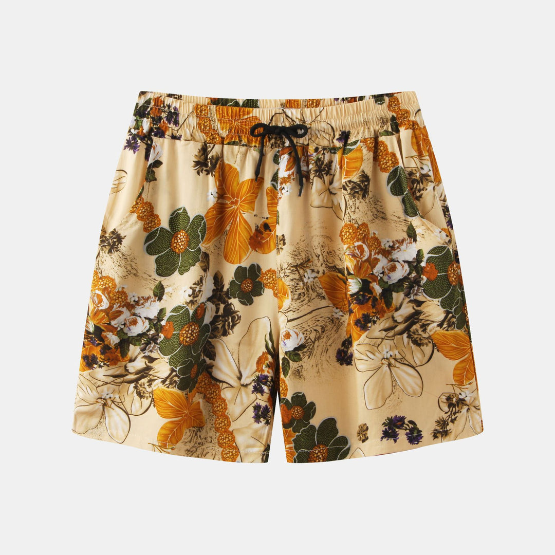 Herren Badeshorts mit mediterranem Blumendesign und elastischem Bund Echoarchiv