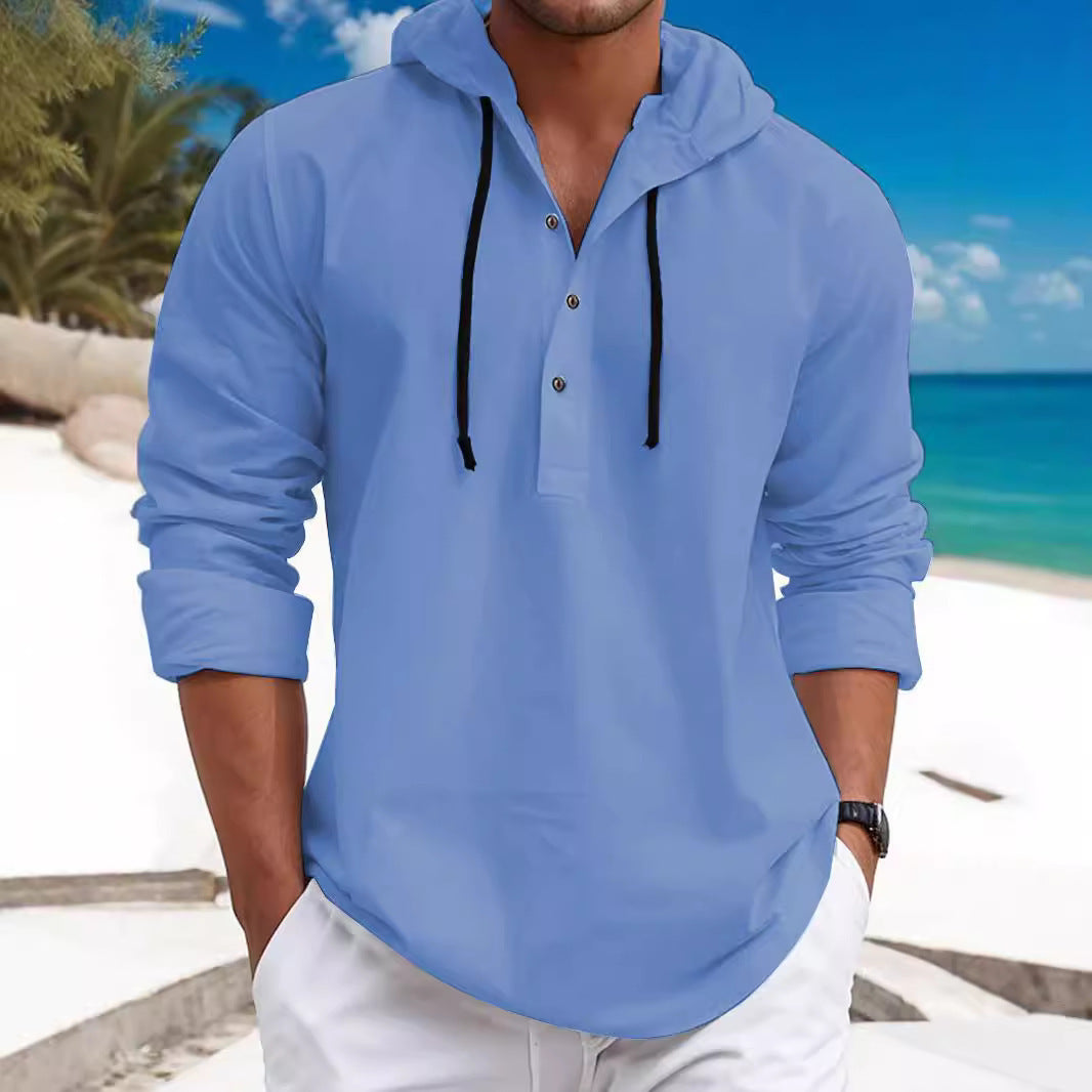 Herren Kapuzenpullover mit Knopfleiste und atmungsaktivem Stoff Echoarchiv