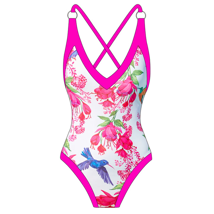 Damen Badeanzug mit floralem Design und passendem Strandrock Echo Archiv