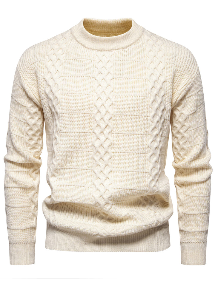 Herren Strukturierter Strickpullover mit hohem Kragen Echoarchiv