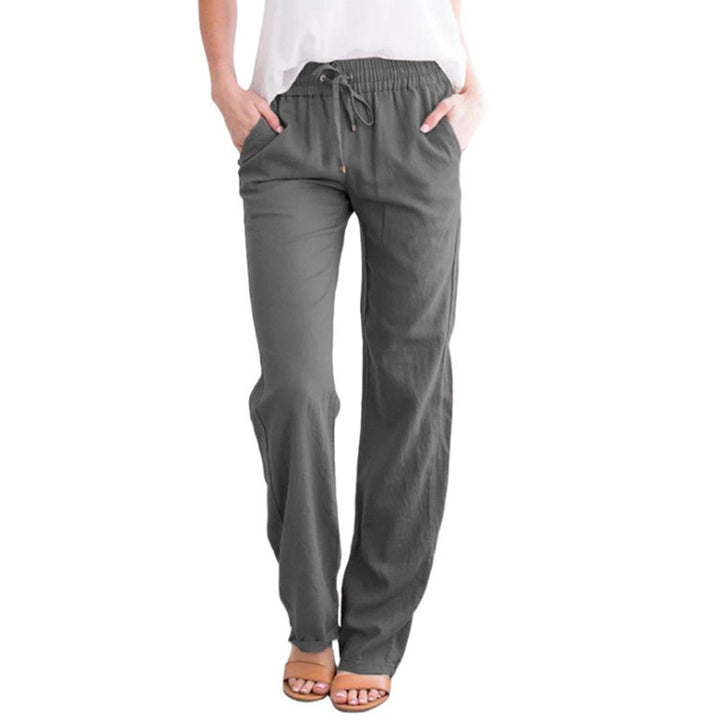 Damen nan leichte Leinenhose mit elastischem Bund und weitem Bein Echo Archiv