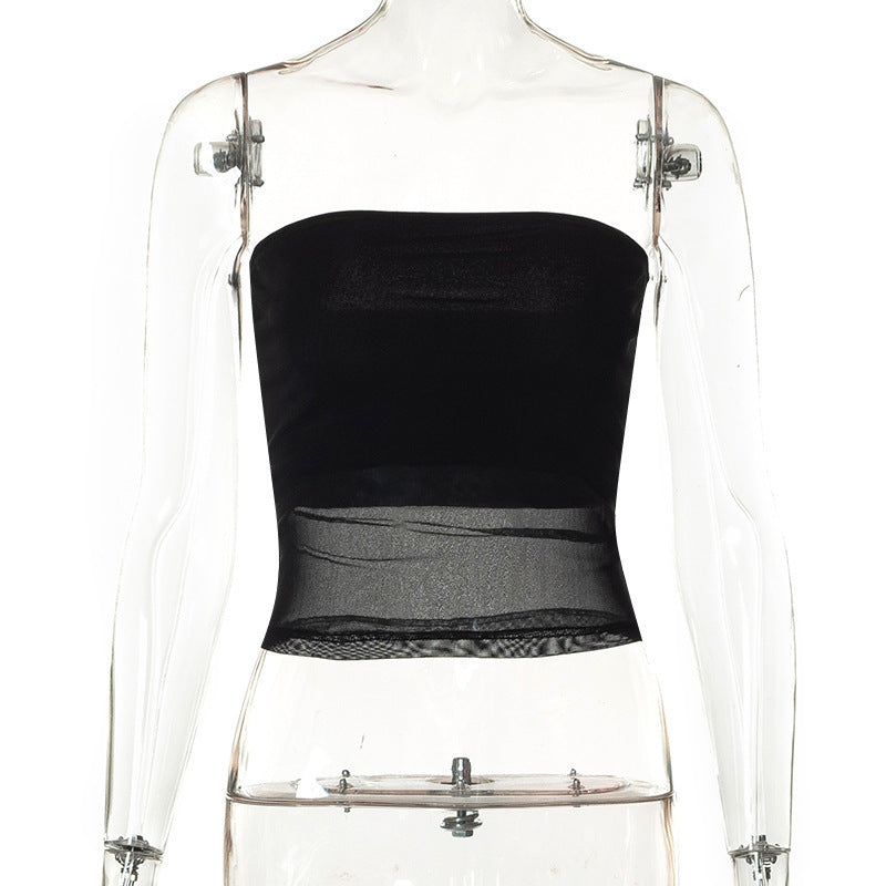 Damen bandeau Top im transparenten Design mit elastischem Material Echo Archiv