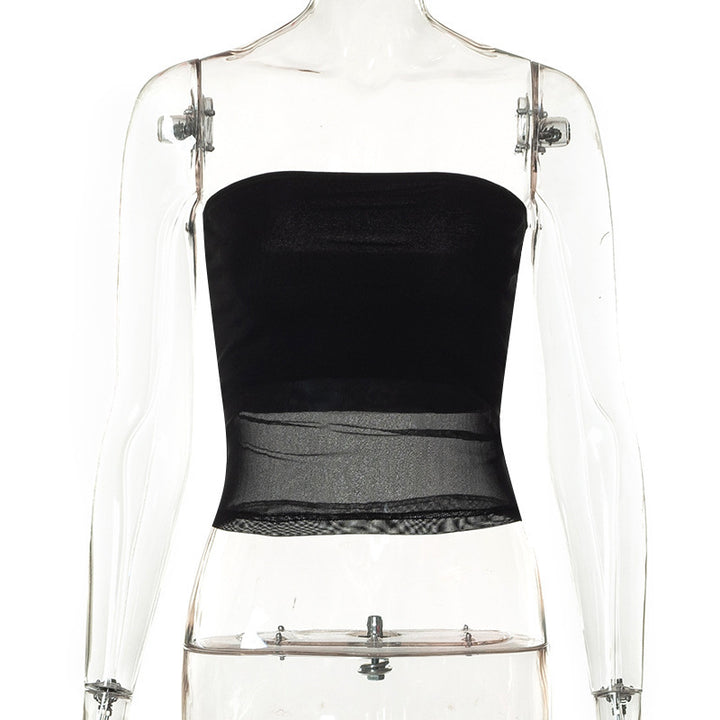 Damen bandeau Top im transparenten Design mit elastischem Material Echo Archiv