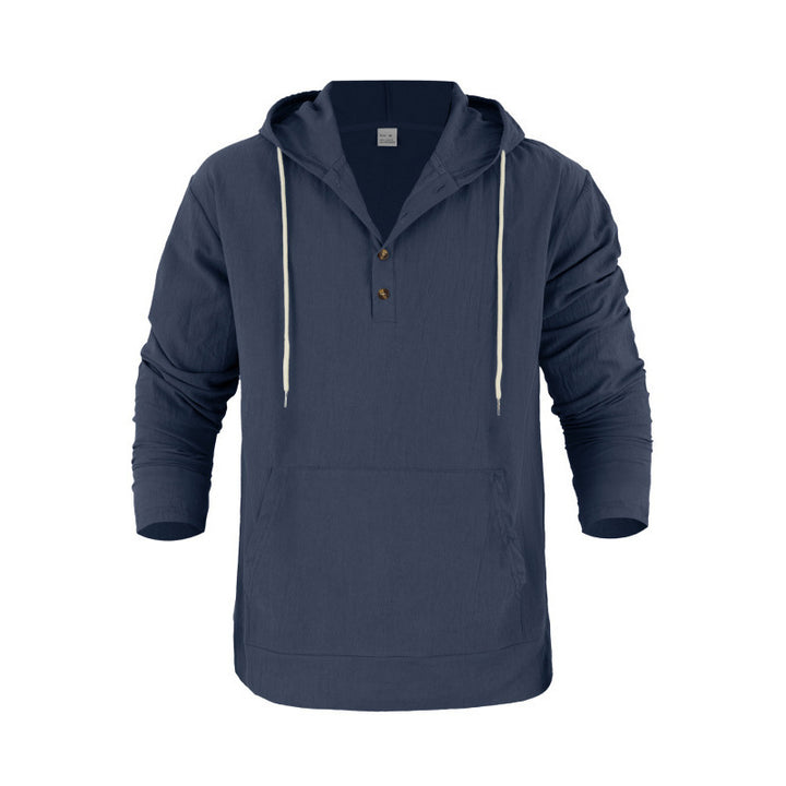 Herren lässiger Kapuzenpullover mit Knopfleiste und Kangaroo-Tasche Echoarchiv