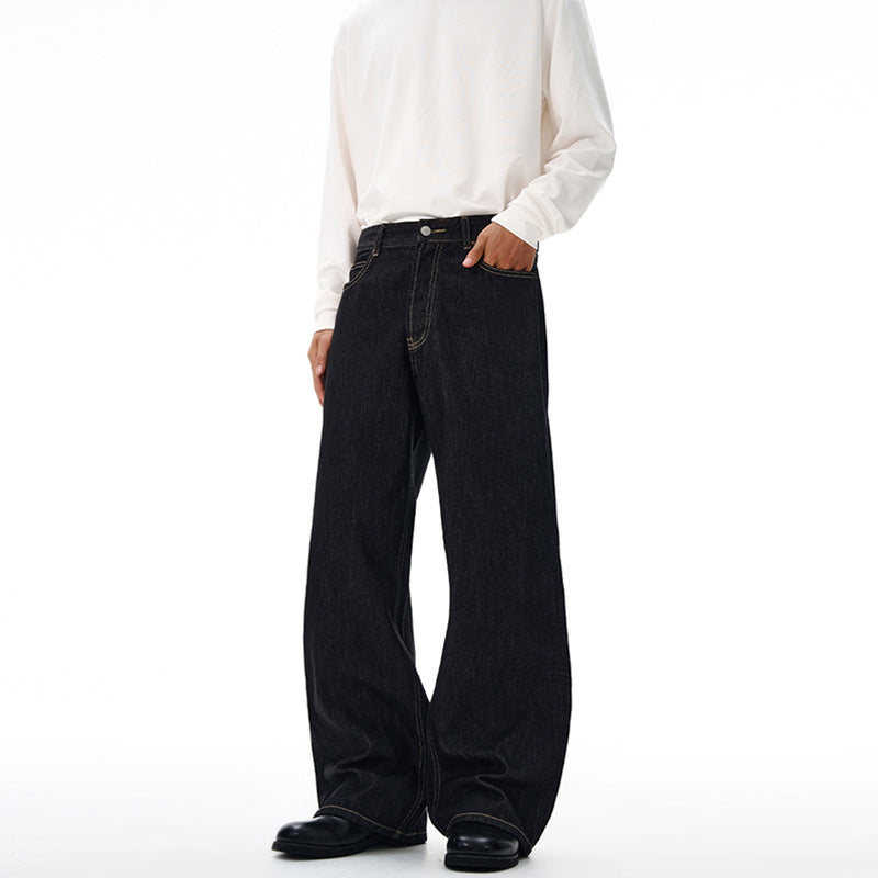 Herren Extraweite Denim-Palazzohose mit hoher Taille und verlängertem Saum Echo Archiv