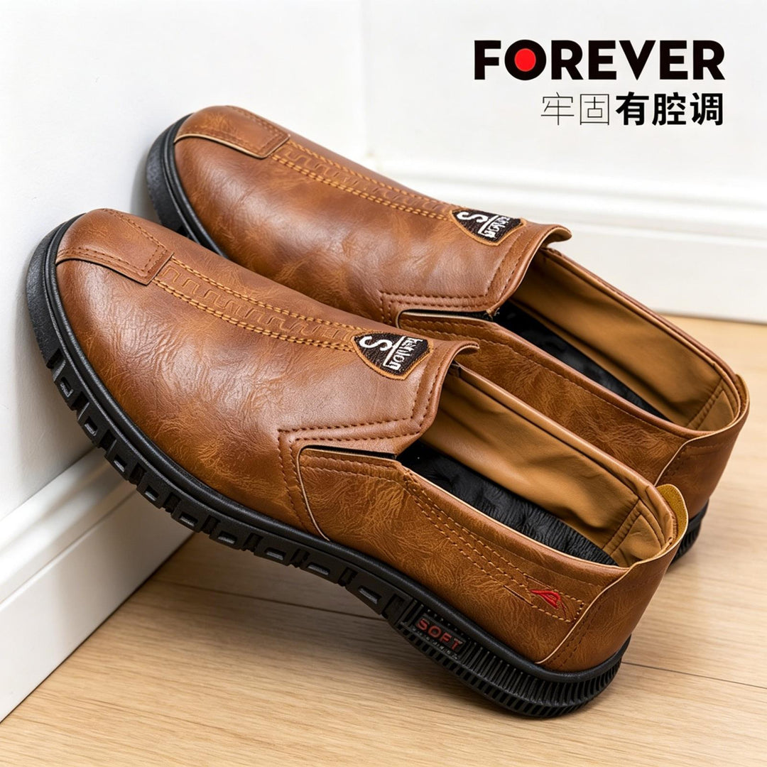 Herren Bequeme Slip-On Lederschuhe Echoarchiv
