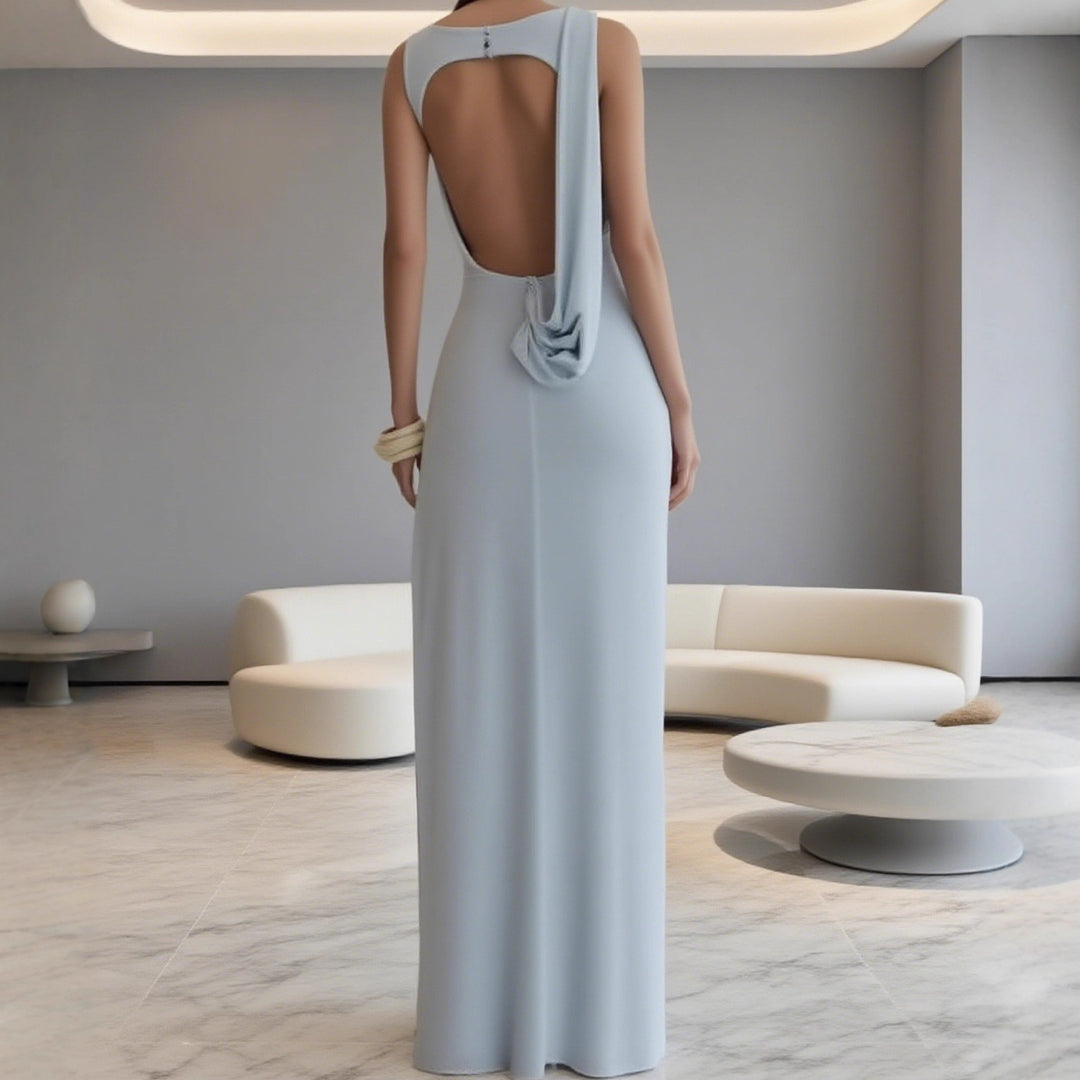 Damen Elegantes Maxi-Kleid mit raffinierter Drapierung und asymmetrischem Schnitt Echo Archiv