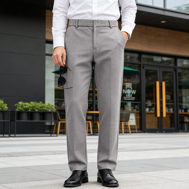 Herren Elegante gerade Tailoring-Hose mit Bügelfalte und feiner Fischgrätstruktur – Marzano
