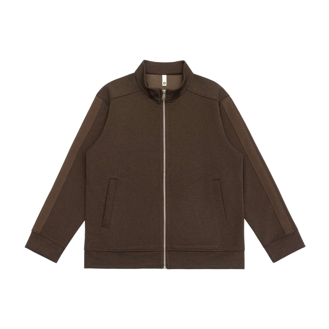 Herren Sweatjacke mit Stehkragen, durchgehendem Reißverschluss und kontrastierten Ärmeleinsätzen Echoarchiv