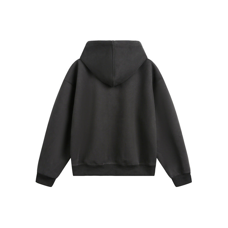 Unisex Kapuzen‑Sweatjacke mit Print‑Badges und Zweiwege‑Reißverschluss Echoarchiv
