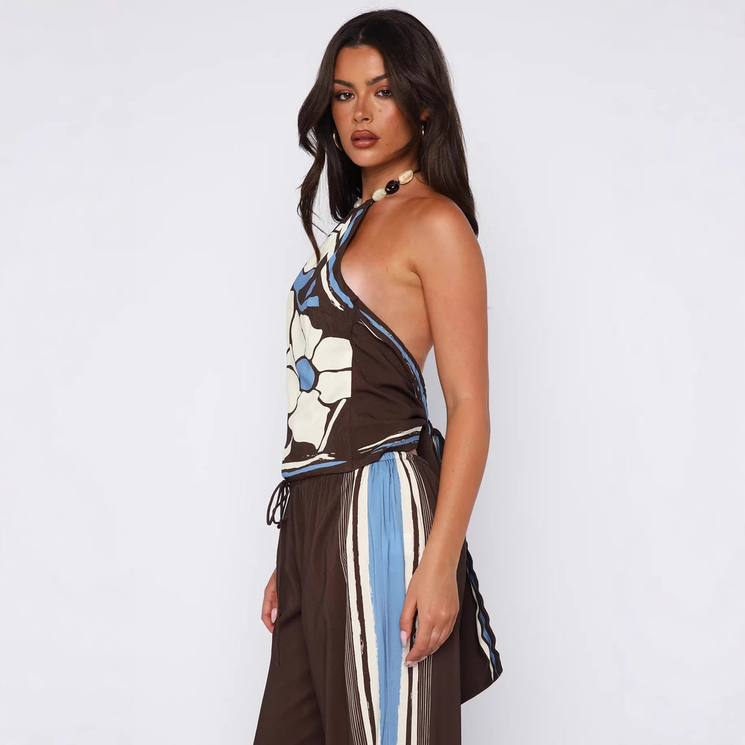 Damen Haltertop mit floralem Muster und weichem Baumwollstoff Echo Archiv