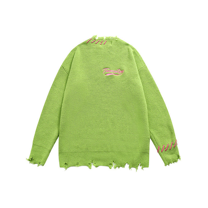 Unisex Oversize Grobstrick-Pullover mit Destroy-Effekt und Ziernähten Echoarchiv