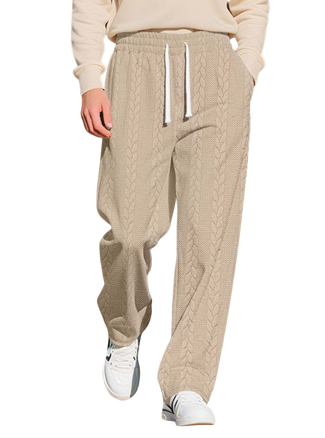 Herren nan locker fallende Strick-Jogginghose mit Zopfmuster und Kordelbund Echo Archiv