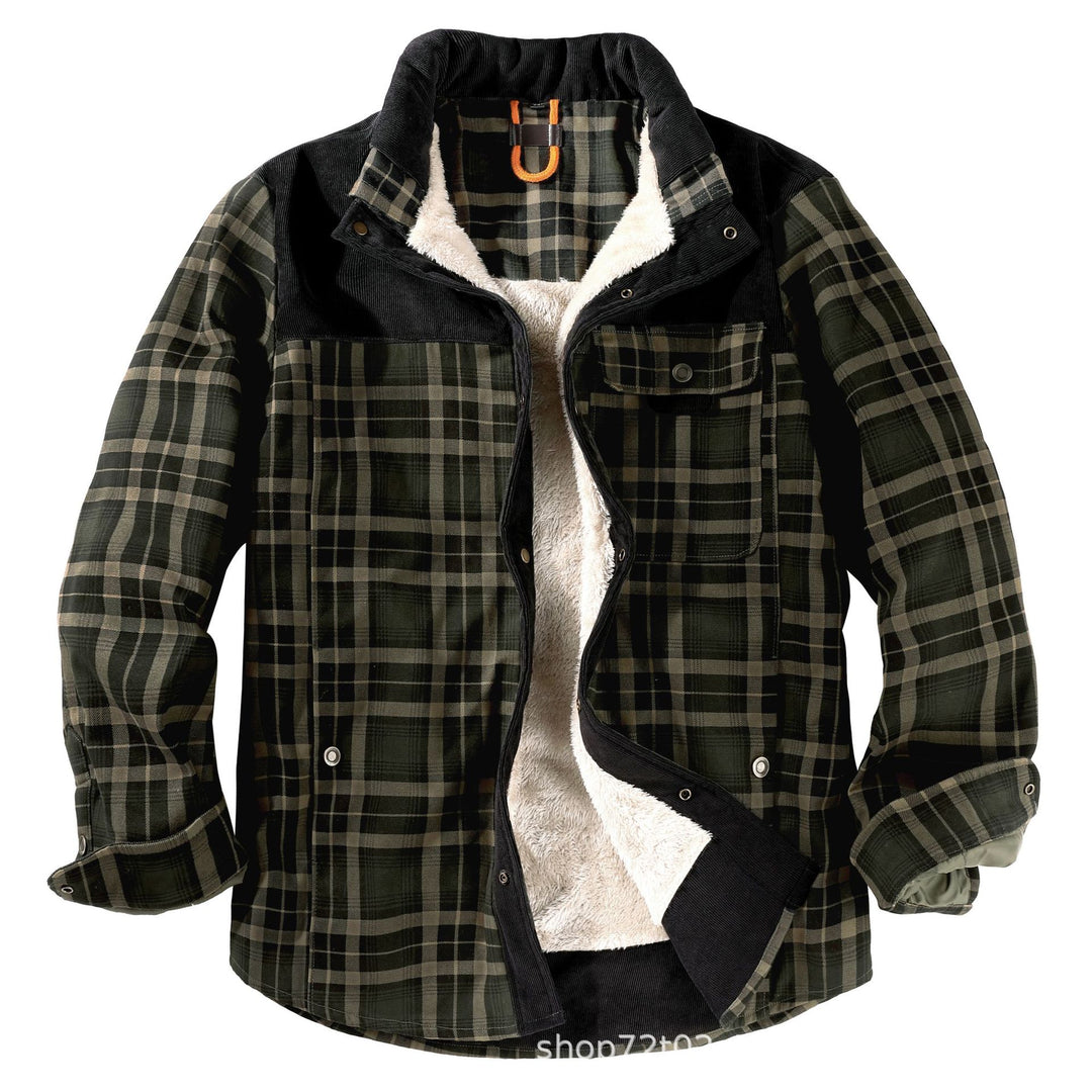 Herren gefütterte Karo-Hemdjacke im lässigen Stil mit praktischen Taschen Echoarchiv