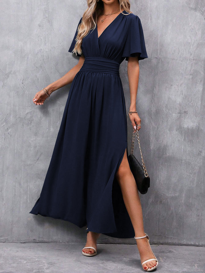 Damen Maxikleid mit elegantem V-Ausschnitt und fließenden Ärmeln Echo Archiv