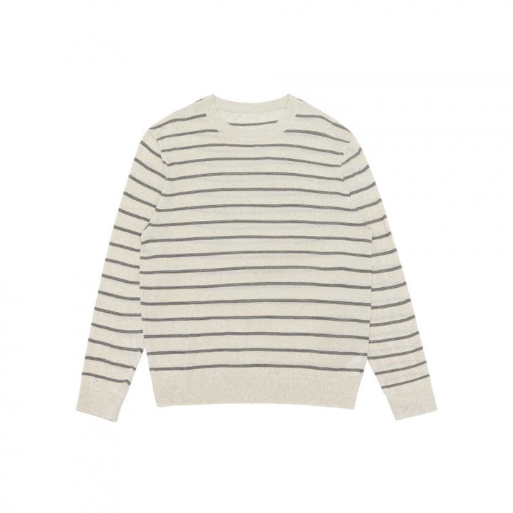 Unisex Leichter Feinstrickpullover mit Rundhalsausschnitt, feinen Querstreifen und geripptem Saum Echo Archiv
