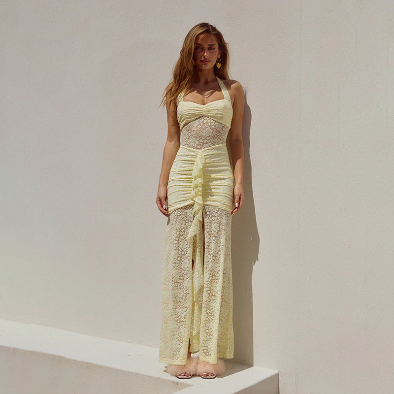 Damen Spitzen-Maxikleid mit raffiniertem Wickeldesign Echo Archiv