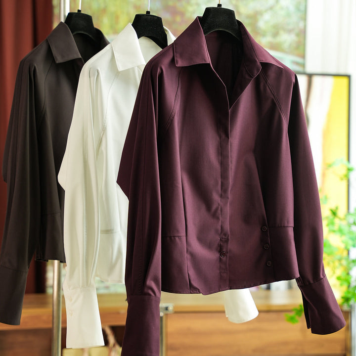 Damen Modische Bluse mit leichtem Drapeeffekt Echoarchiv