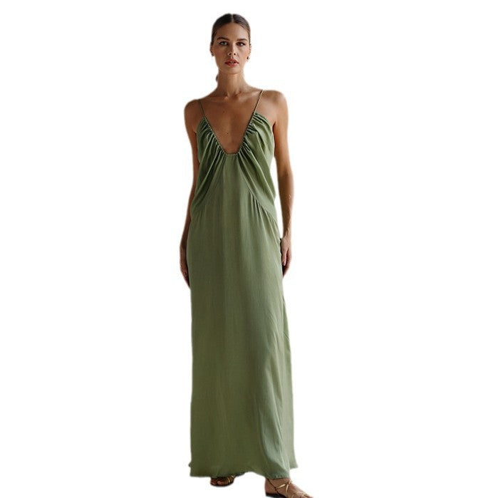 Damen Elegantes Maxikleid mit tiefem V-Ausschnitt Echo Archiv