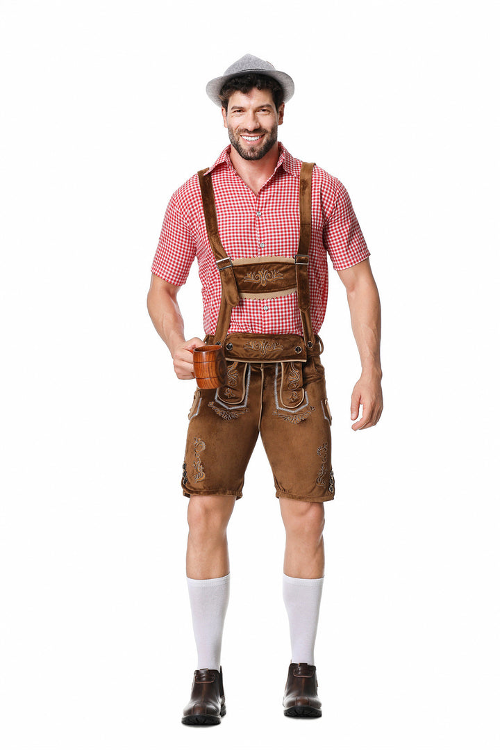 Herren nan authentische Trachtenlederhose kurz mit verstellbaren Trägern und aufwendiger Stickerei Echo Archiv