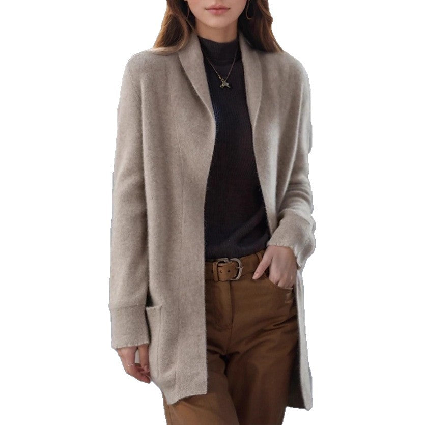 Damen Offener Longcardigan aus Soft‑Strick mit aufgesetzten Taschen – Veloura