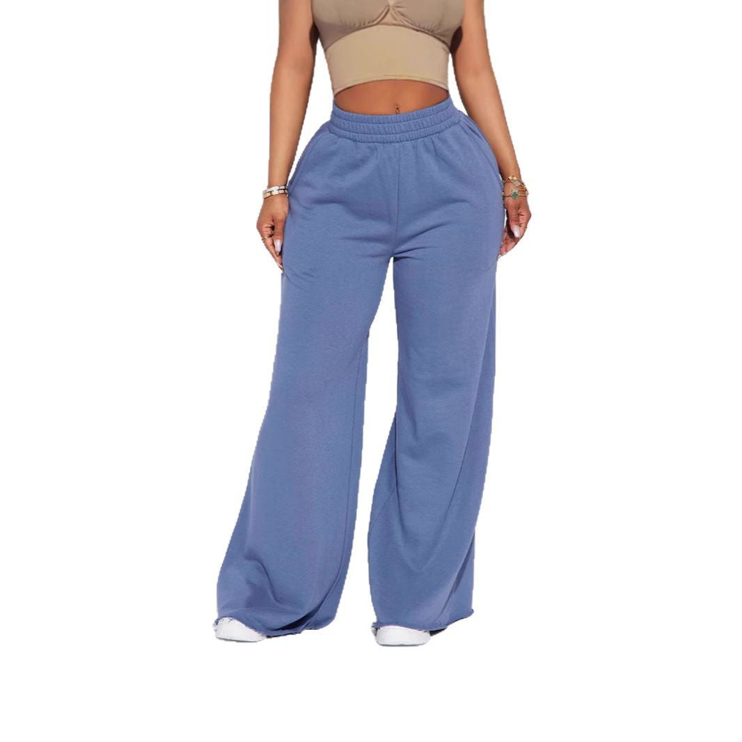 Damen weite High-Waist Loungehose mit elastischem Bund und praktischen Seitentaschen – Avélisse