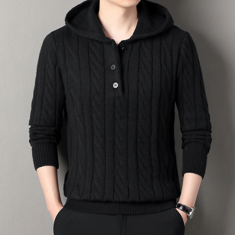 Herren Kapuzenpullover mit strukturierter Strickoptik Echoarchiv
