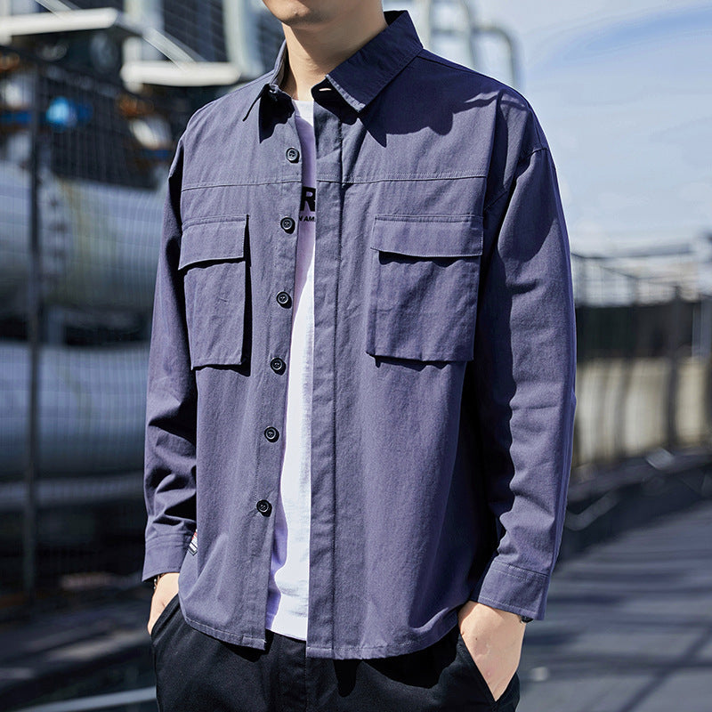 Herren Overshirt im Utility-Canvas-Look mit Brustpattentaschen und geradem Schnitt Echoarchiv