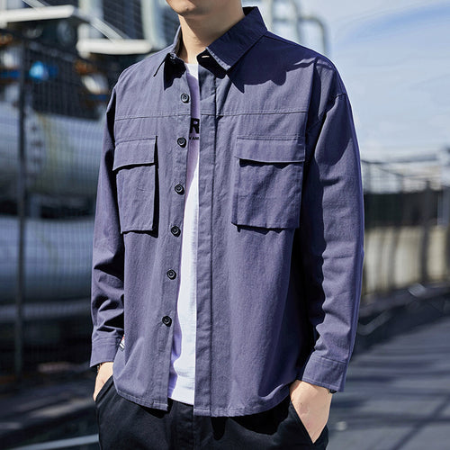 Herren Overshirt im Utility-Canvas-Look mit Brustpattentaschen und geradem Schnitt Echoarchiv