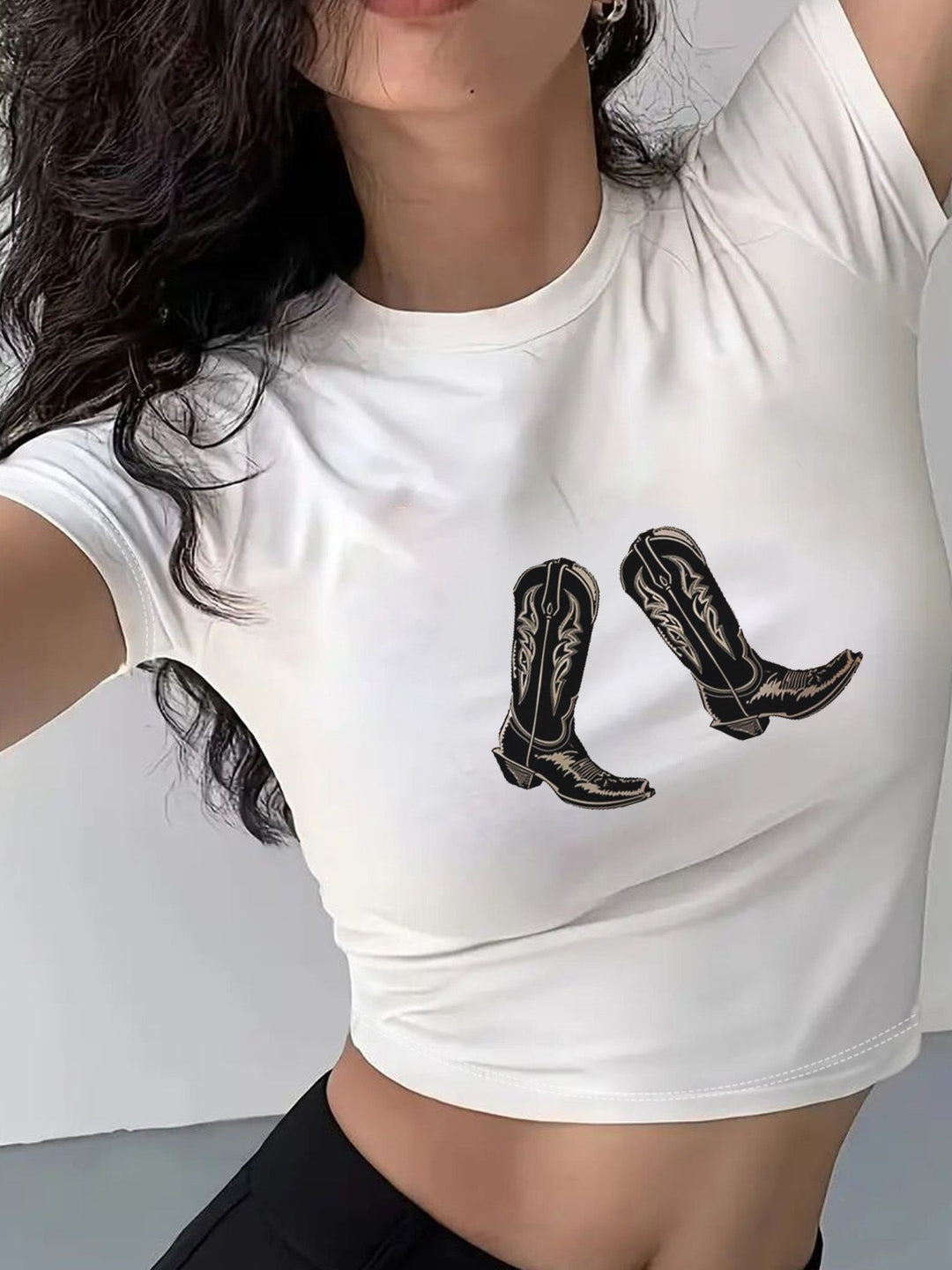 Damen Crop-T-Shirt mit auffälligem Statement-Print Echo Archiv 1777452337