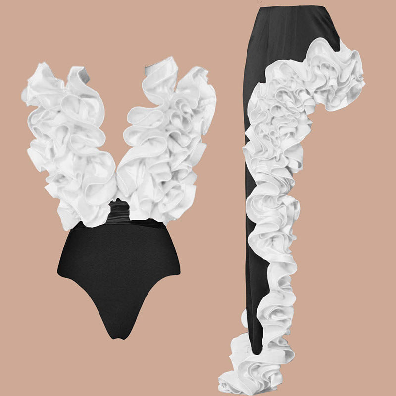 Damen auffälliges Badeanzug und Palazzo-Hose Set Echo Archiv