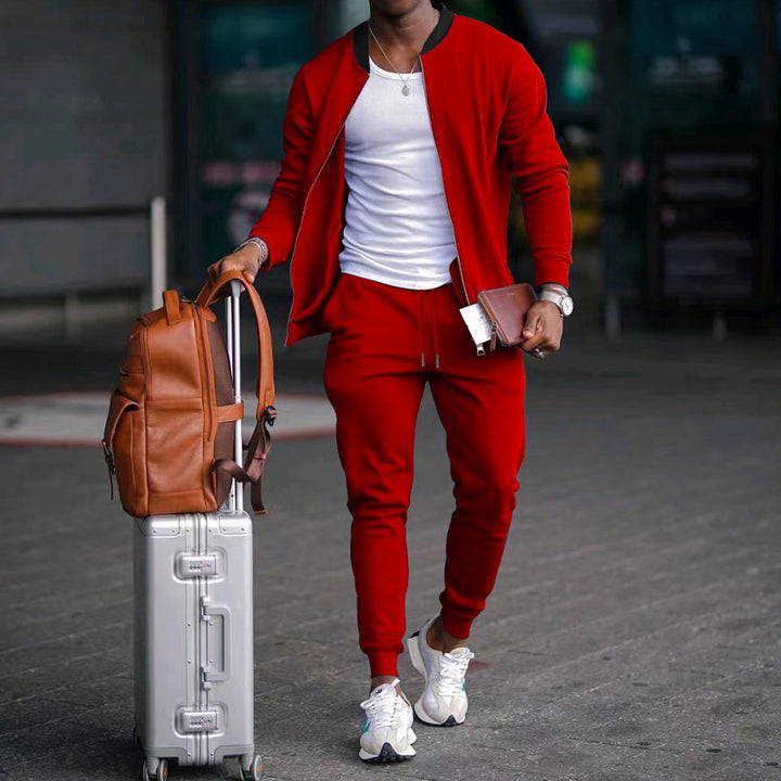 Herren Sportliches Freizeit-Set aus atmungsaktivem Material mit Reißverschluss und praktischen Taschen Echoarchiv