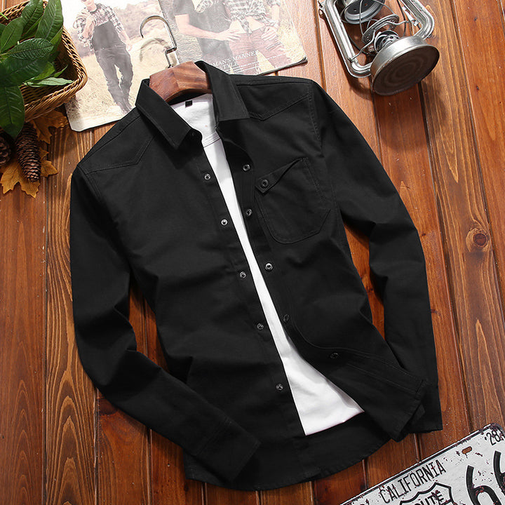 Herren Canvas-Overshirt im Worker‑Look mit Brustpattentasche und Western‑Nahtführung Echoarchiv