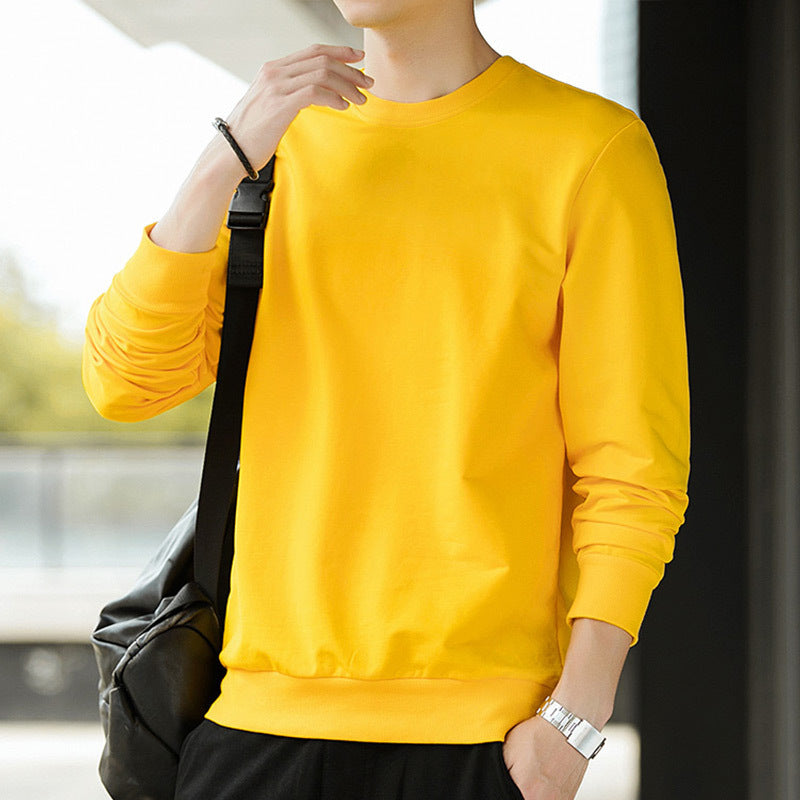 Herren Minimalistisches Baumwoll-Sweatshirt mit Rundhals und gerippten Bündchen Echoarchiv