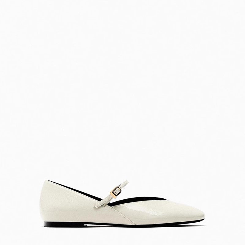 Damen elegante Lack-Mary-Jane-Ballerinas mit feiner Metallschnalle und spitzer Vorderkappe – Lioré