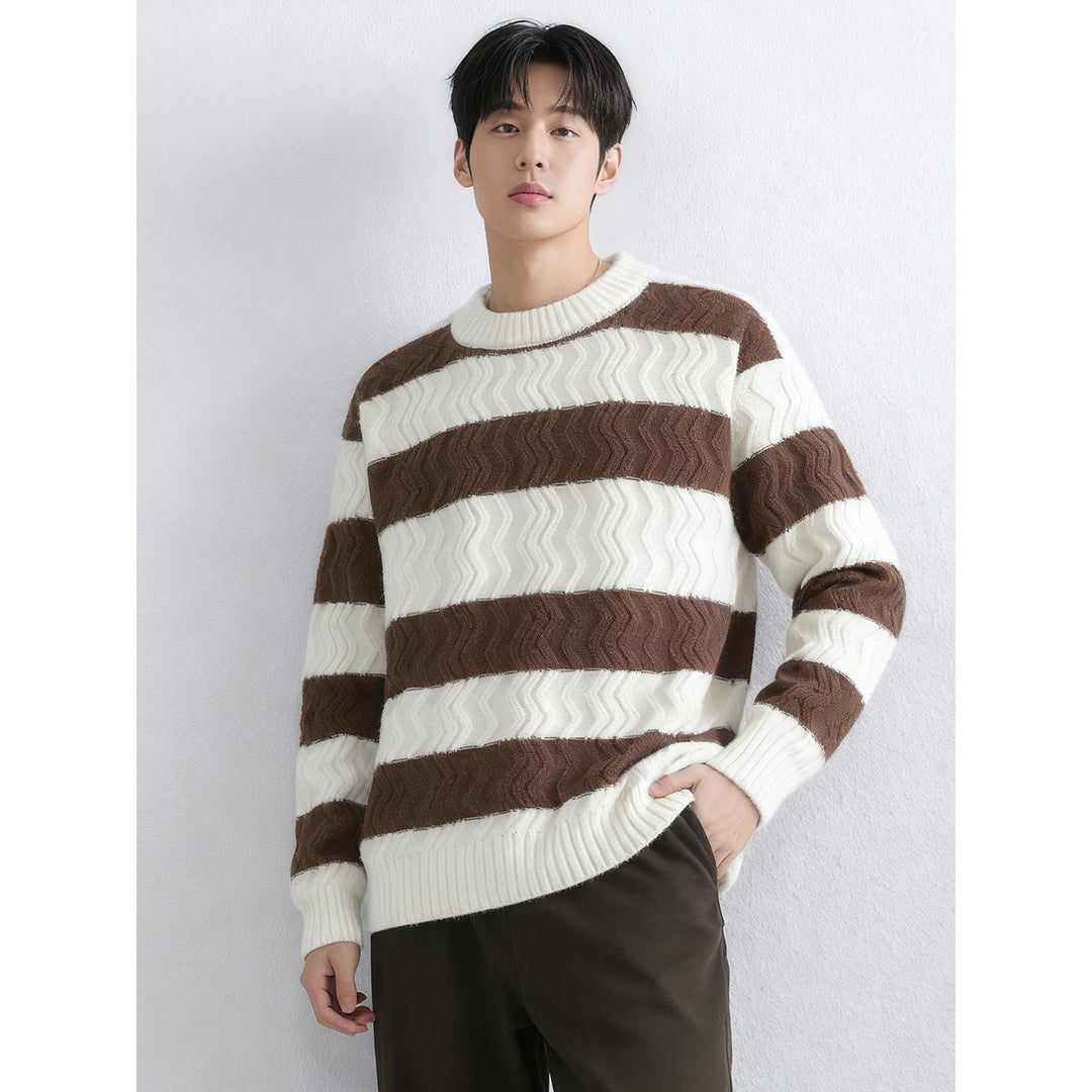 Herren Grobstrickpullover mit Wellenmuster Echoarchiv