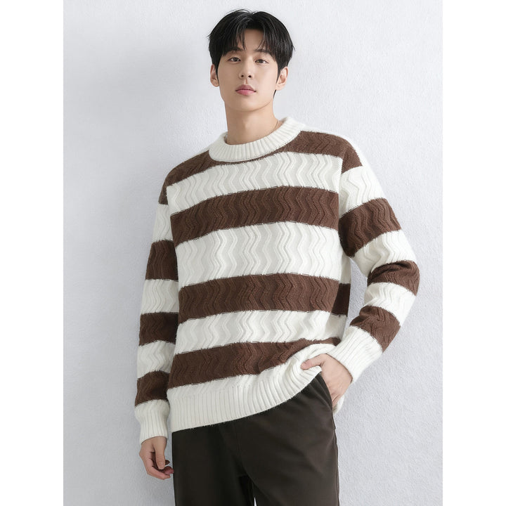 Herren Grobstrickpullover mit Wellenmuster Echoarchiv