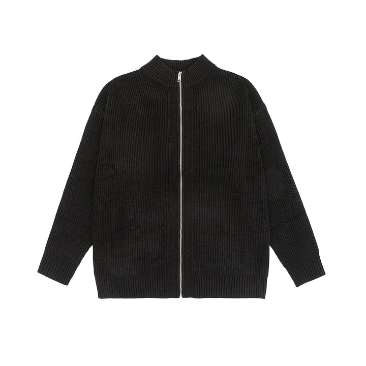 Damen Oversize-Strickjacke mit durchgehendem Reißverschluss und Stehkragen Echo Archiv