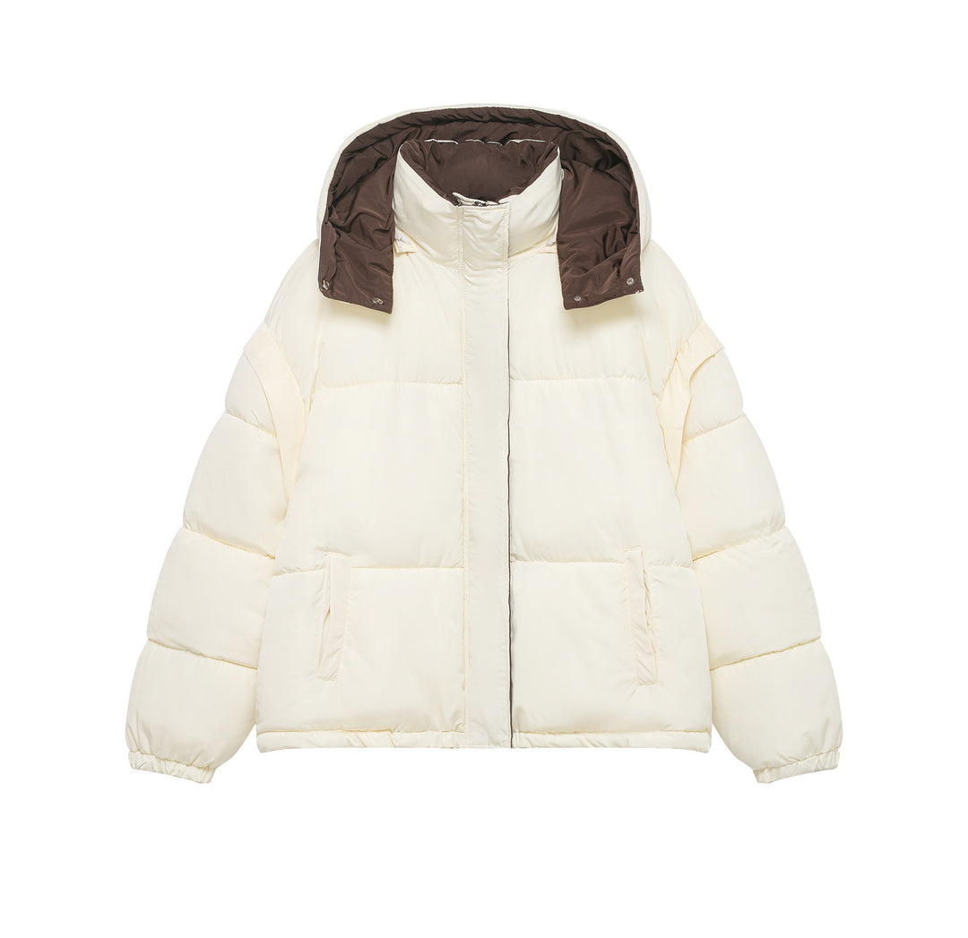Damen Kurze Oversize-Steppjacke mit hohem Kragen und abnehmbarer Kapuze Echo Archiv