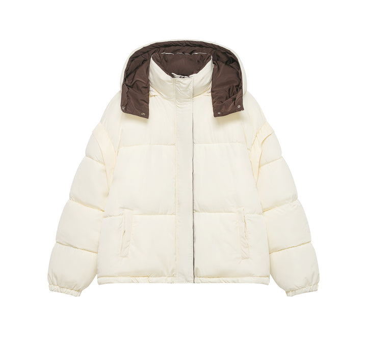 Damen Kurze Oversize-Steppjacke mit hohem Kragen und abnehmbarer Kapuze Echo Archiv