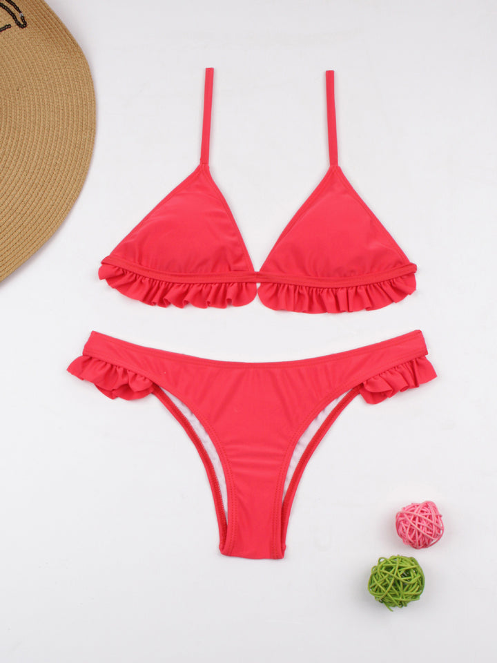 Damen Bikini-Set mit verspielten Rüschendetails und dreieckigem Oberteil Echo Archiv